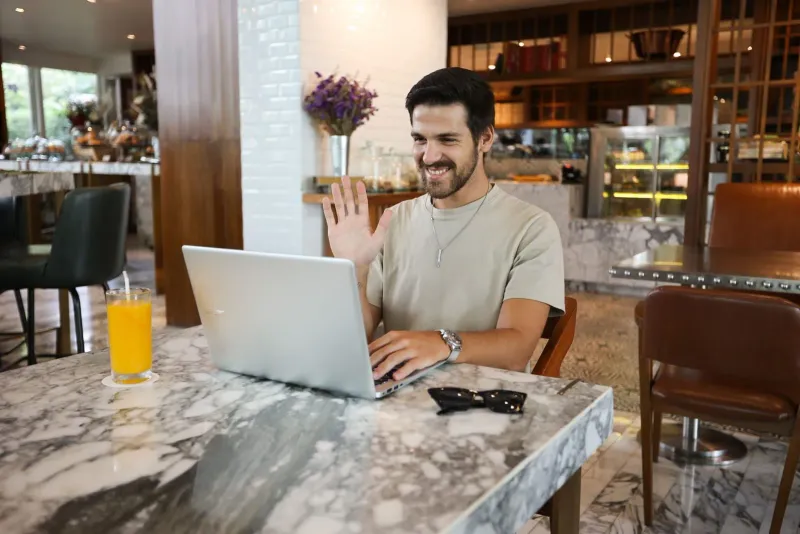 Remote production workspace with laptop on Koh Samui, used for Remote Edition sessions