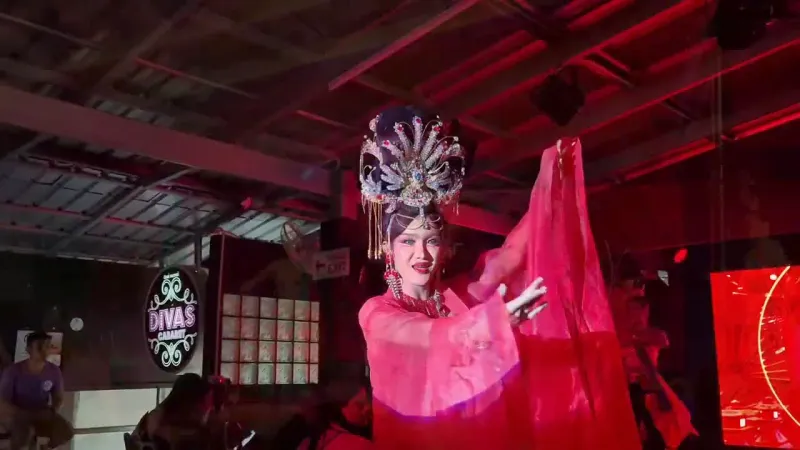 Divas Cabaret's stage in Chaweng, as featured in a video about the show