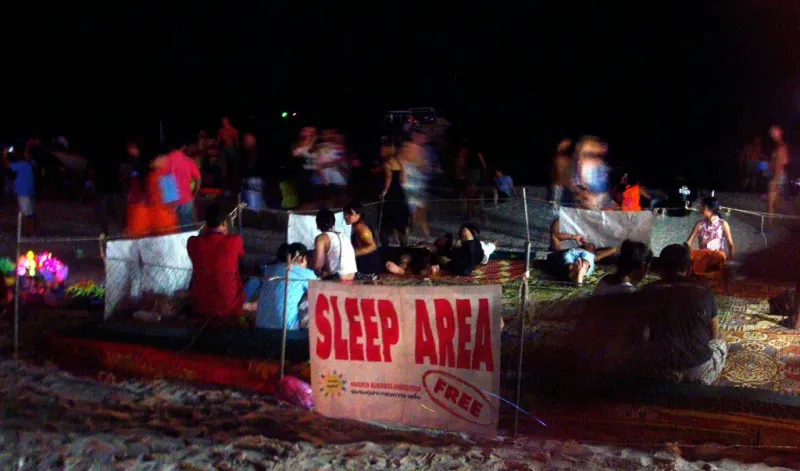 A free sleep area on the beach