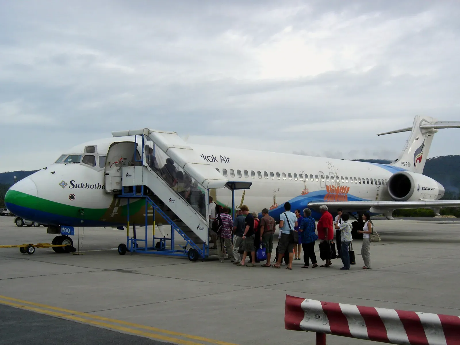 Passengers boarding a Bangkok Airways jet at Samui Airport