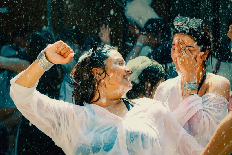 A Songkran water fight in the April heat