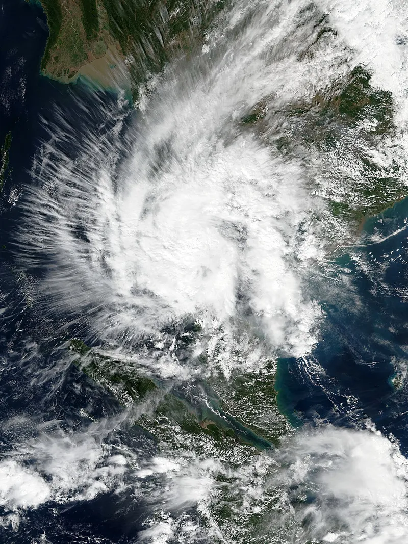 Satellite image of Tropical Storm Pabuk over southern Thailand on 4 January 2019