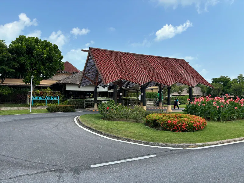 Domestic arrival gate at Samui Airport, the open-air terminal used by Bangkok Airways flights from Bangkok