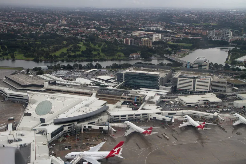 Sydney Airport international terminal departures concourse for flights to Singapore and Bangkok