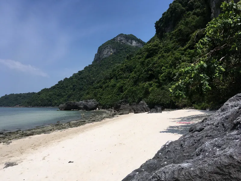 A sand beach under the cliffs on Ko Wua Talap
